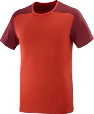 Salomon Essential Colorbloc T-shirt Heren Fiery Red/Cabernet M