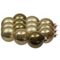 18x stuks glazen kerstballen dusky lime goud/groen tinten 8 cm mat/glans