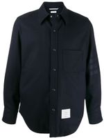 Thom Browne surchemise en flanelle à 4 bandes signature - Bleu - thumbnail