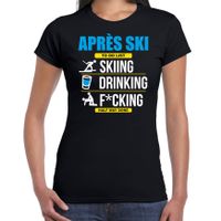 Apres ski t-shirt winterport to do list zwart dames - Wintersport shirt - Foute apres ski outfit