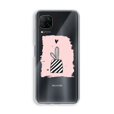 Zwart-wit cactus: Huawei P40 Lite Transparant Hoesje