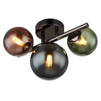 Globo Zwarte wandlampRiha gekleurd glas 3-lichts - 56142-3W