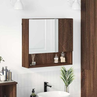 Spiegelkast bruin eikenkleur 59 x 17 x 55 cm Bewerkt hout