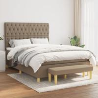 Boxspring met matras stof taupe 140x190 cm