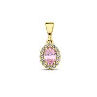14K Geelgouden Hanger met Oktober Geboortesteen Zirkonia - 16mm