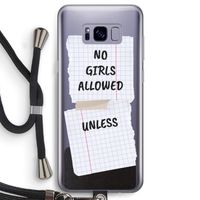 No Girls Allowed Unless: Samsung Galaxy S8 Transparant Hoesje met koord