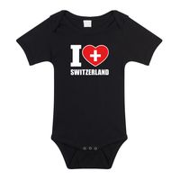 I love Switzerland baby rompertje zwart Zwitserland jongen/meisje - thumbnail