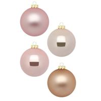 Inge Christmas Kerstballen - 12st - glas - parel roze - 8cm - thumbnail