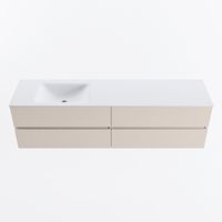 MONDIAZ VICA 180cm badmeubel onderkast Linen 4 lades. Wastafel CLOUD links 1 kraangat, kleur Talc.
