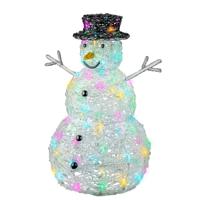 Kerstverlichting figuur - sneeuwpop - transparant - 65 cm - zacht gekleurde LED verlichting Kerstverlichting figuur - sneeuwpop - transparant - 65 cm - zacht gekleurde LED verlichting