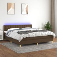 Boxspring met matras en LED stof donkerbruin 180x200 cm
