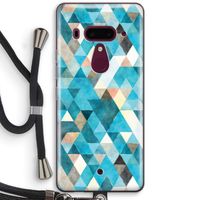 Gekleurde driehoekjes blauw: HTC U12+ Transparant Hoesje met koord