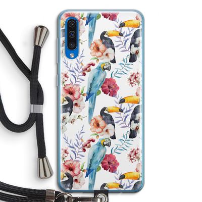 Bloemen tukan: Samsung Galaxy A50 Transparant Hoesje met koord