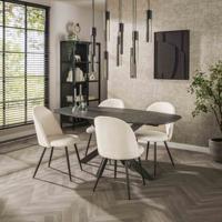 LifestyleFurn Eettafel 'Toria' Deens ovaal, Marmerlook, 180 x 90cm
