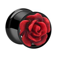 Black Double Flared Tunnel met bloemendesign Chirurgisch staal 316L Tunnels & Plugs