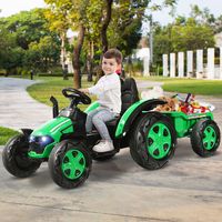 12V Elektrische Kindertractor met Aanhanger Speelgoedtractor 151 x 68 x 70 cm Groen - thumbnail