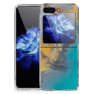 Samsung Galaxy Z Flip 5 | TPU | Siliconen hoesje | Marble Blue Gold