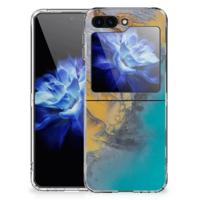 Samsung Galaxy Z Flip 5 | TPU | Siliconen hoesje | Marble Blue Gold Samsung Galaxy Z Flip 5 | TPU | Siliconen hoesje | Marble Blue Gold