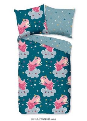 Good Morning Kinderdekbedovertrek "princes" - Petrol - (135x200 cm) - Katoen Good Morning Kinderdekbedovertrek "princes" - Petrol - (135x200 cm) - Katoen