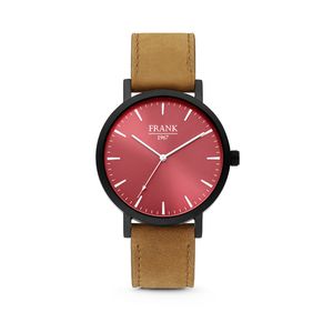 Frank 1967 7FW 0006 Horloge staal/leder bruin-rood 42 mm