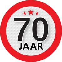 70 jaar leeftijd sticker - rond - Dia 9 cm - 70 jaar verjaardag - jubileum - leeftijd versiering
