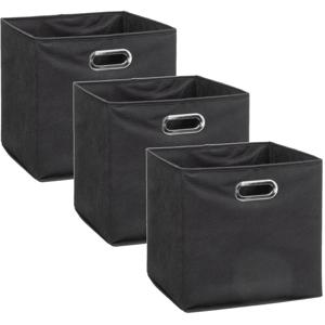 Opbergmand/kastmand donkergrijs - Set van 3x stuks - linnen - 29 liter - 31 x 31 x 31 cm - Opbergbox