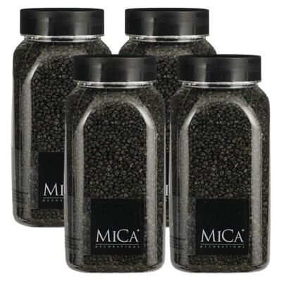 Mica Decorations decoratie stenen/granulaat - 4x - 650ml - antraciet - hobby steentjes