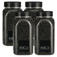 Mica Decorations decoratie stenen/granulaat - 4x - 650ml - antraciet - hobby steentjes