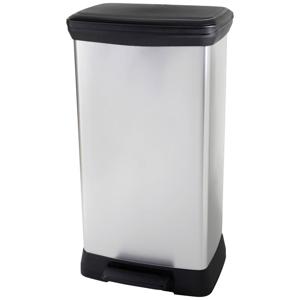 Curver Deco bin metalics 254620 Afvalbak 46 l (b x h x d) 407 x 749 x 307 mm Zilver, Zwart 1 stuk(s)