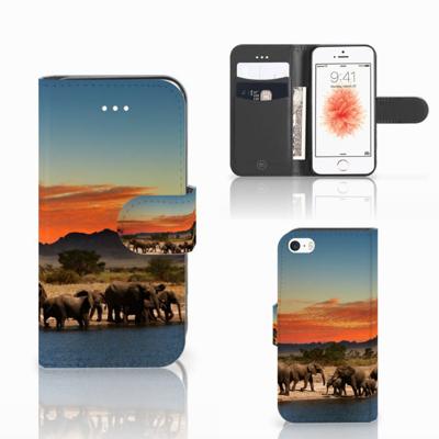 Apple iPhone 5 | 5s | SE | Telefoonhoesje | Met pasjeshouder | Olifanten