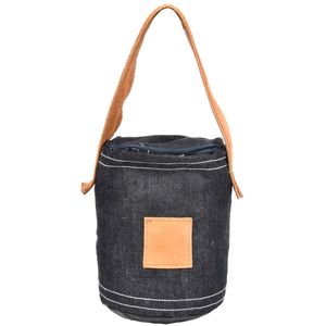 1x Deurstopper blauw denim met bruin leer 13 x 17 cm - Deurstoppers