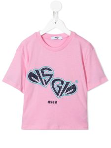 MSGM Kids t-shirt à logo imprimé - Rose