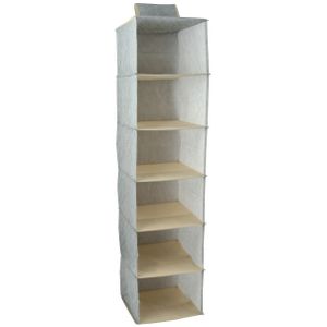 Kast organizer - hangend - 6 vakken - 28 x 28 x 112 cm - grijs