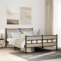 Bedframe zonder matras metaal sonoma eikenkleurig 140x190 cm