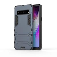 Schokbestendige PC + TPU Case voor Galaxy S10 5G met houder (marineblauw)