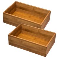 5Five lade orgaiseer bakjes - 3x - sorteer box - bamboe hout - 23 x 15 x 7 cm - Deviders