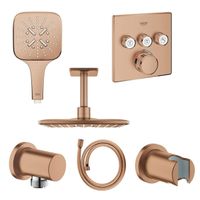 GROHE Rainshower Smartactive Regendoucheset Opbouw -hoofddouche vierkant 31cm - handdouche vierkant - plafondarm - inbouwbox - brushed warm sunset sw98895/sw98903/sw105953/sw108085/sw116322/sw43912 - thumbnail