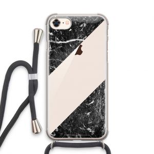 Zwart marmer: iPhone 7 Transparant Hoesje met koord