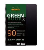 Notbk rhodia greenbook a4+ lijn 4-g 180pag zwart