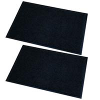 Deurmat/droogloopmat Memphis - 2x stuks - zwart - 80 x 120 cm