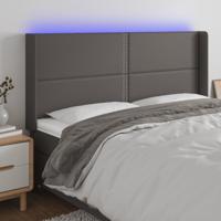Hoofdbord LED 183x16x118/128 cm kunstleer grijs