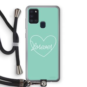 Forever heart pastel: Samsung Galaxy A21s Transparant Hoesje met koord