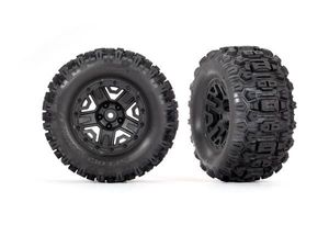 Traxxas tires & wheels, assembled, glued (black 2.8' wheels, Sledgehammer tires, foam inserts) (electric rear) (2) (TSM rated) (TRX-3778)