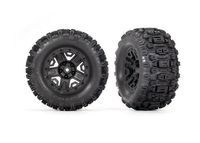 Traxxas tires & wheels, assembled, glued (black 2.8' wheels, Sledgehammer tires, foam inserts) (electric rear) (2) (TSM rated) (TRX-3778) - thumbnail