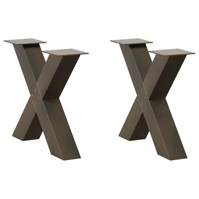 Salontafelpoten 2 st X-vormig 50x(42-43) cm staal naturel