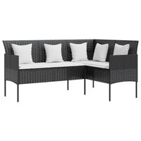 The Living Store Loungebank L-vorm - Zwart - 161.5 x 113 x 80 cm - PE-rattan