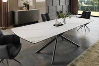 Uitschuifbare eettafel MIKADO 180-230cm wit keramiek zwart sterrenframe - 46495