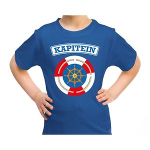 Kapitein verkleed t-shirt blauw voor kinderen XL (158-164)  -