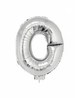 Folieballon zilver letter 'O' met rietje