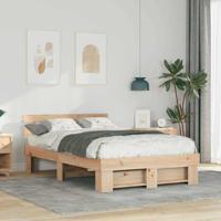 Bedframe met hoofdeinde Bruin 140 x 190 cm Massief grenenhout